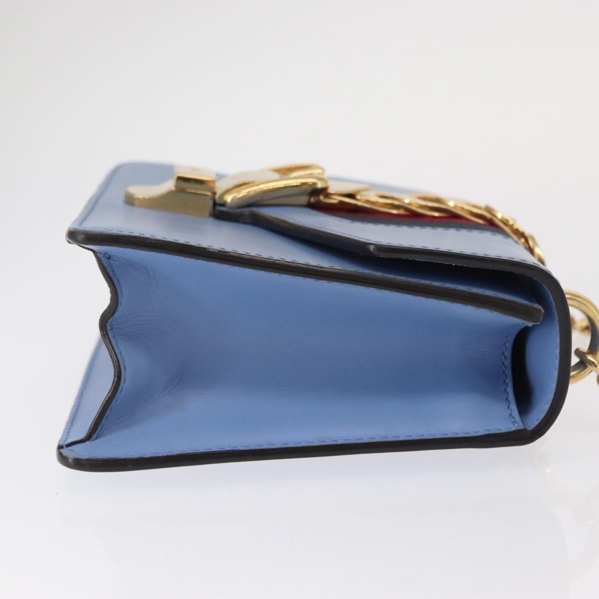 Gucci Sylvie Chain Shoulder Bag Leather, BLUE, LEATHER, Shoulder bag