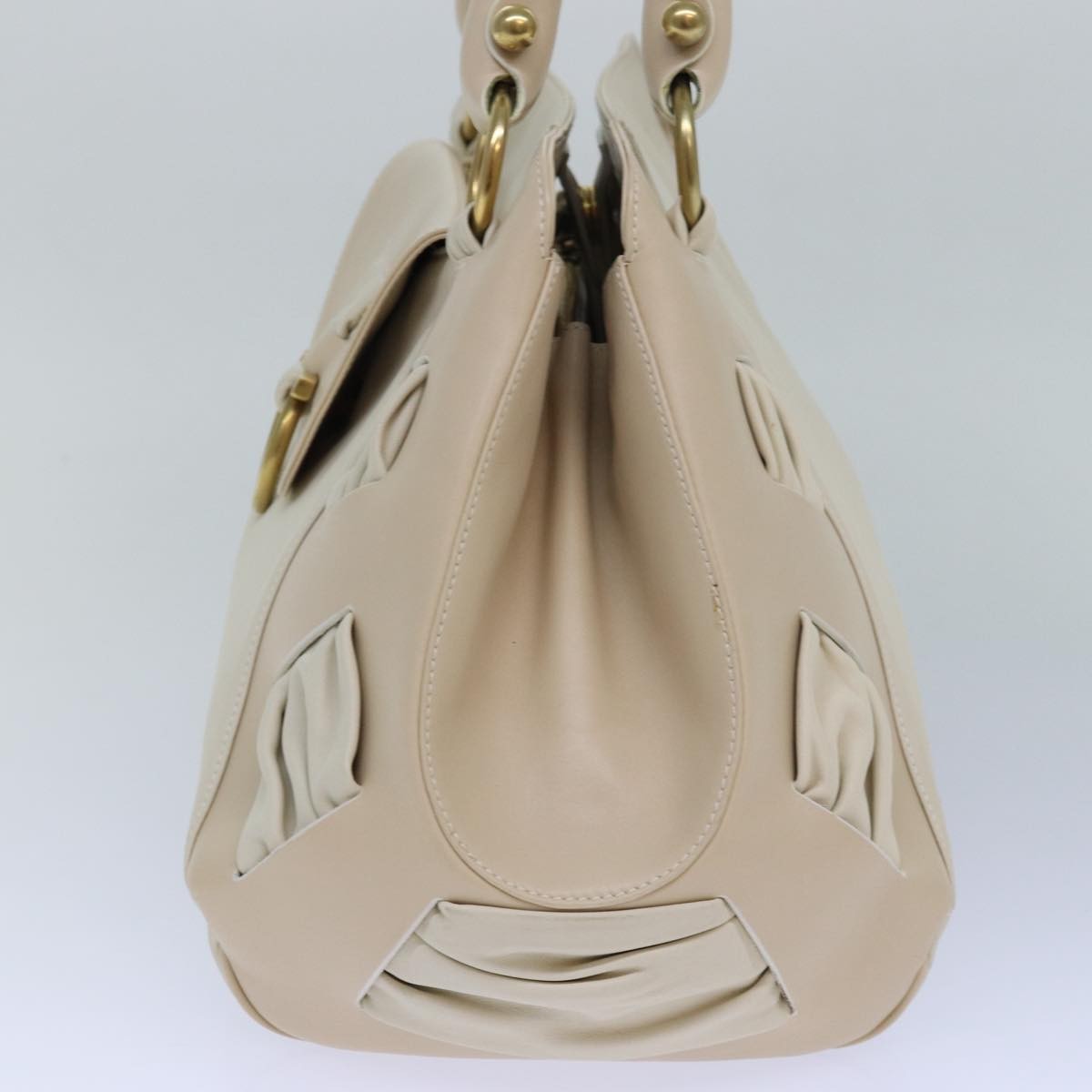 Salvatore Ferragamo Gancini Shoulder Bag Leather, BEIGE, LEATHER, Shoulder bag