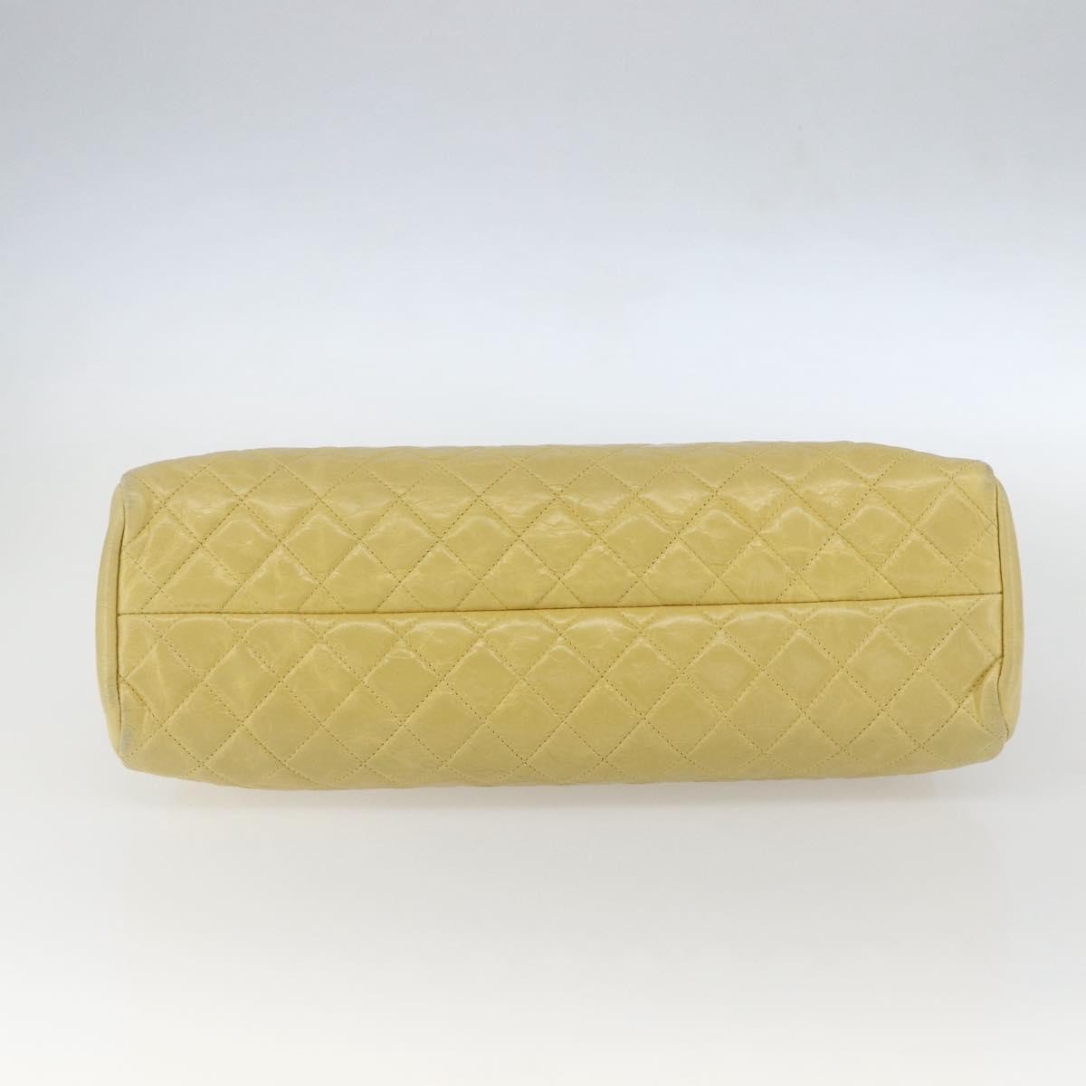 Chanel Just Mademoiselle Bag Quilted Aged Calfskin, YELLOW, LEATHER, Shoulder bag