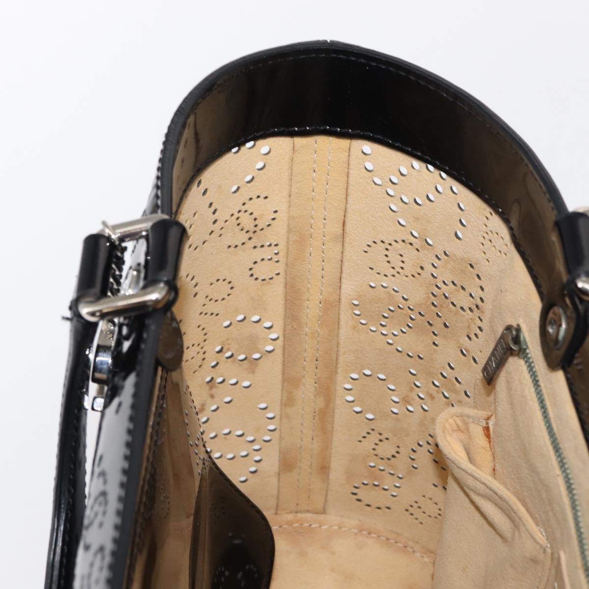Chanel CC No.5 Shopping Tote Perforated Patent, BLACK, PATENT_LEATHER, Tote bag