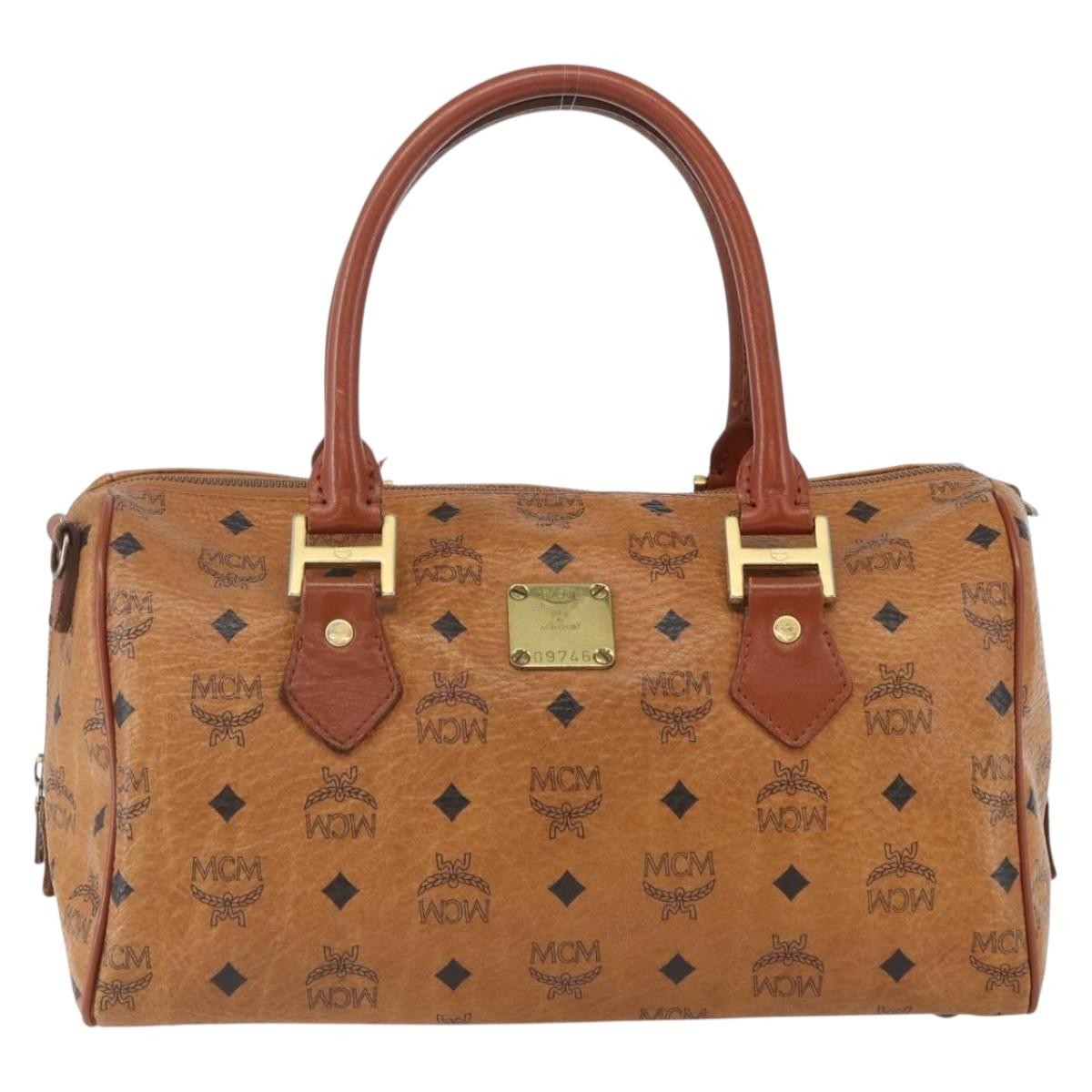 MCM Visetos logogramme Handbag Canvas and Leather, BROWN, CANVAS, Travel bag