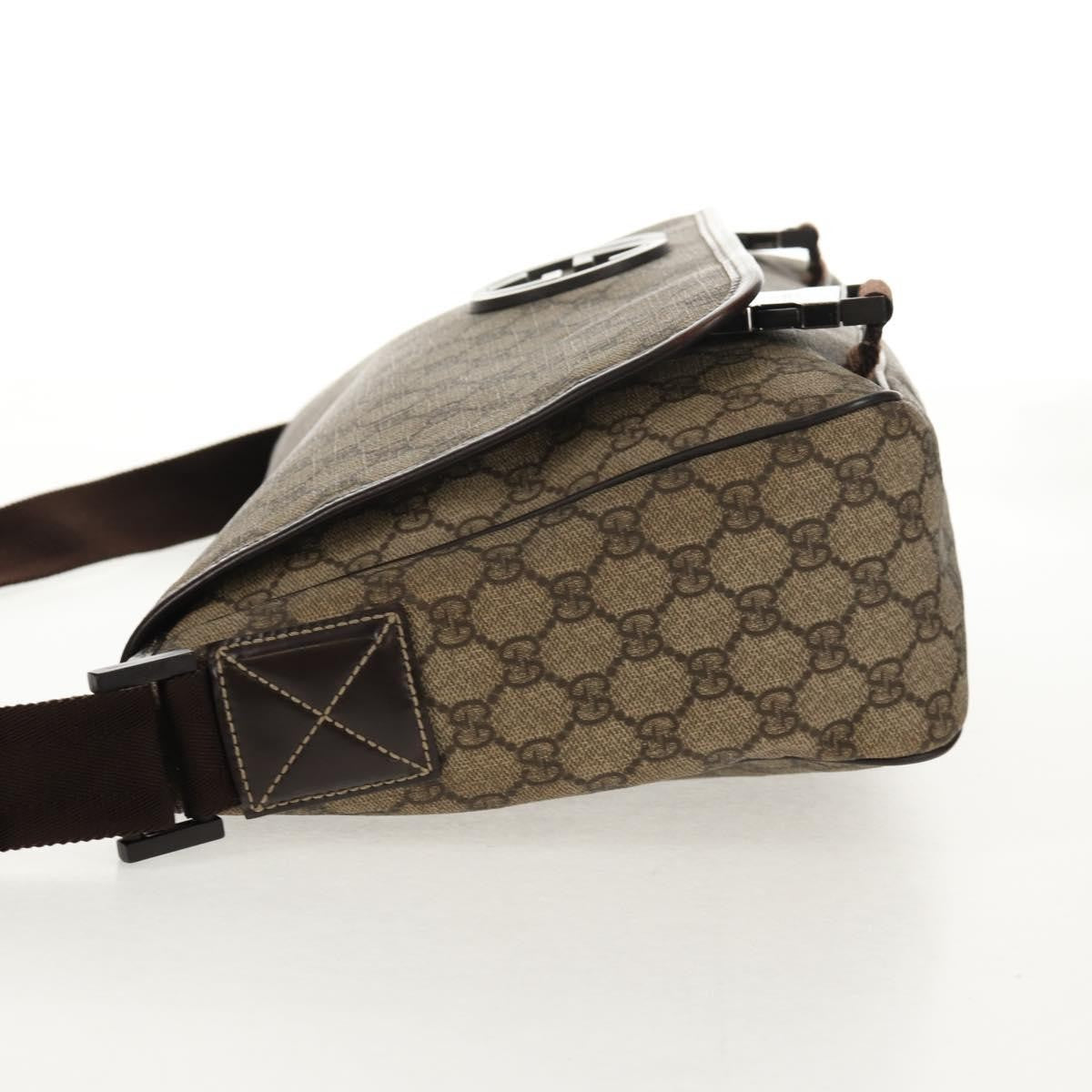 Gucci Interlocking G Messenger Bag GG Coated Canvas, BROWN, PVC, Crossbody bag
