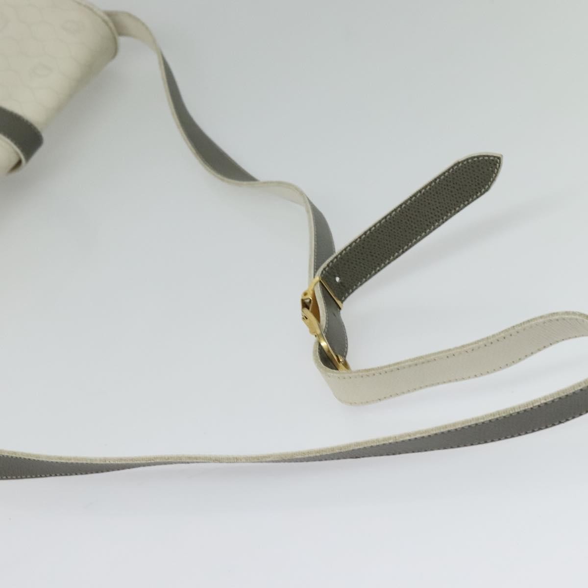 Christian Dior Vintage Honeycomb Flap Crossbody Bag Canvas and Leather, WHITE, CANVAS, Shoulder bag