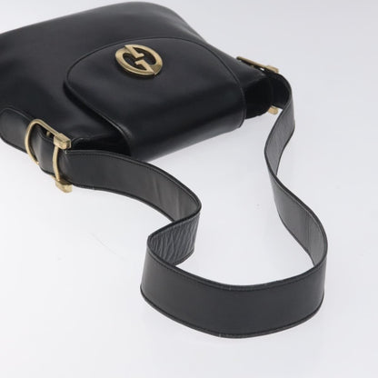 Gucci Vintage Flap Shoulder Bag Leather, BLACK, LEATHER, Shoulder bag