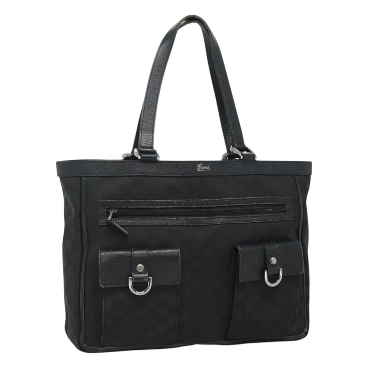 Gucci Abbey Pocket Tote GG Canvas, Black, Canvas, Tote Bag