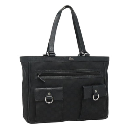 Gucci Abbey Pocket Tote GG Canvas, Black, Canvas, Tote Bag