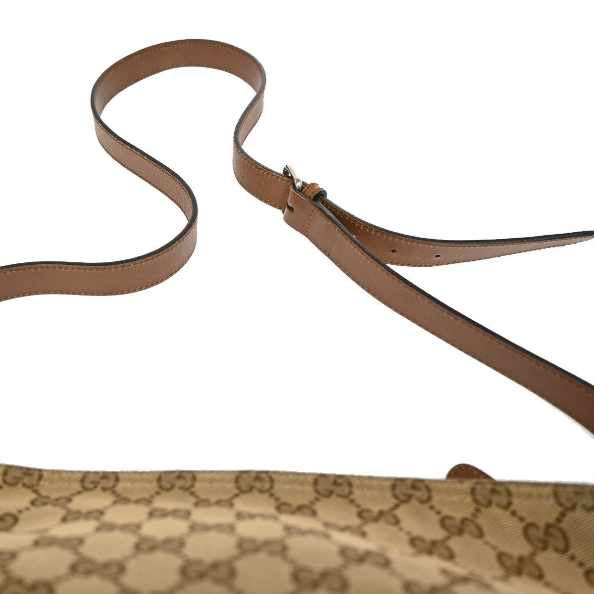 Gucci Web Loop Shoulder Bag GG Canvas, BROWN, CANVAS, Shoulder bag