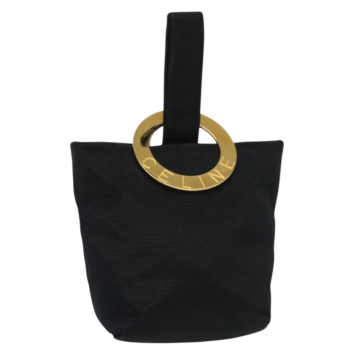 Celine Circle Logo Pouch Canvas, BLACK, CANVAS, Clutche & pouche