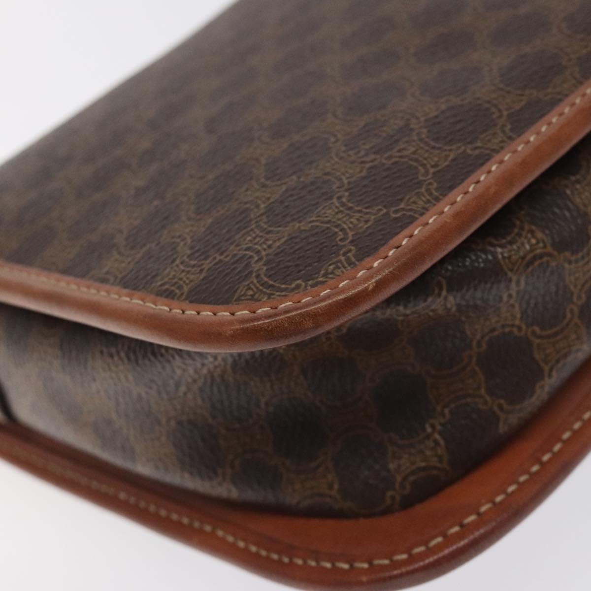 Celine Vintage Macadam Shoulder Bag Canvas and Leather, BROWN, CANVAS, Shoulder bag