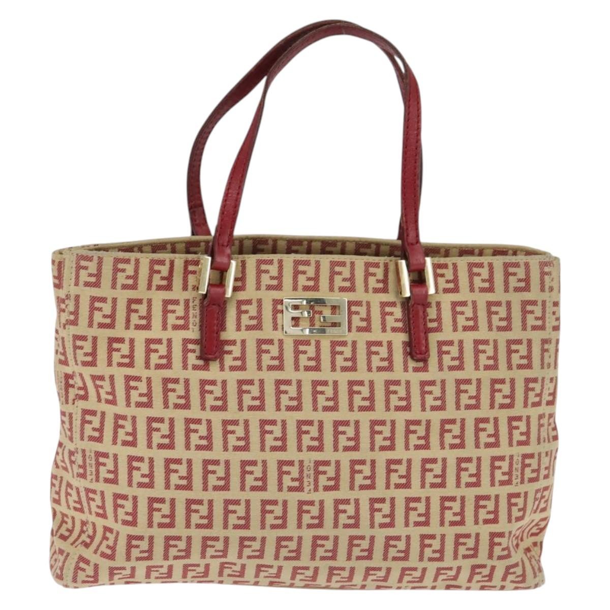 Fendi Vintage Shopping Tote Zucchino Canvas, RED, CANVAS, Handbag