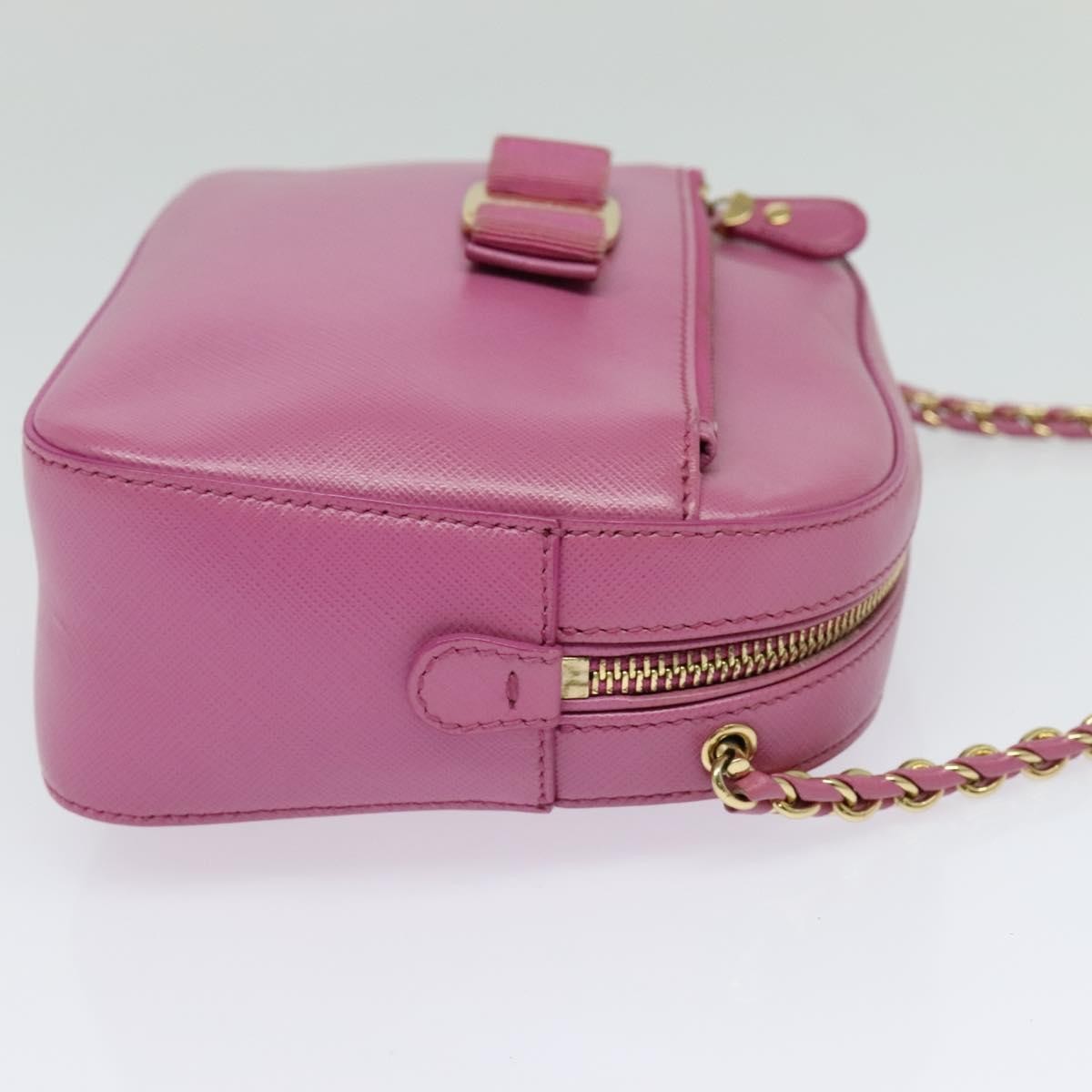 Salvatore Ferragamo Vara Chain Flap Shoulder Bag Leather, PINK, LEATHER, Shoulder bag