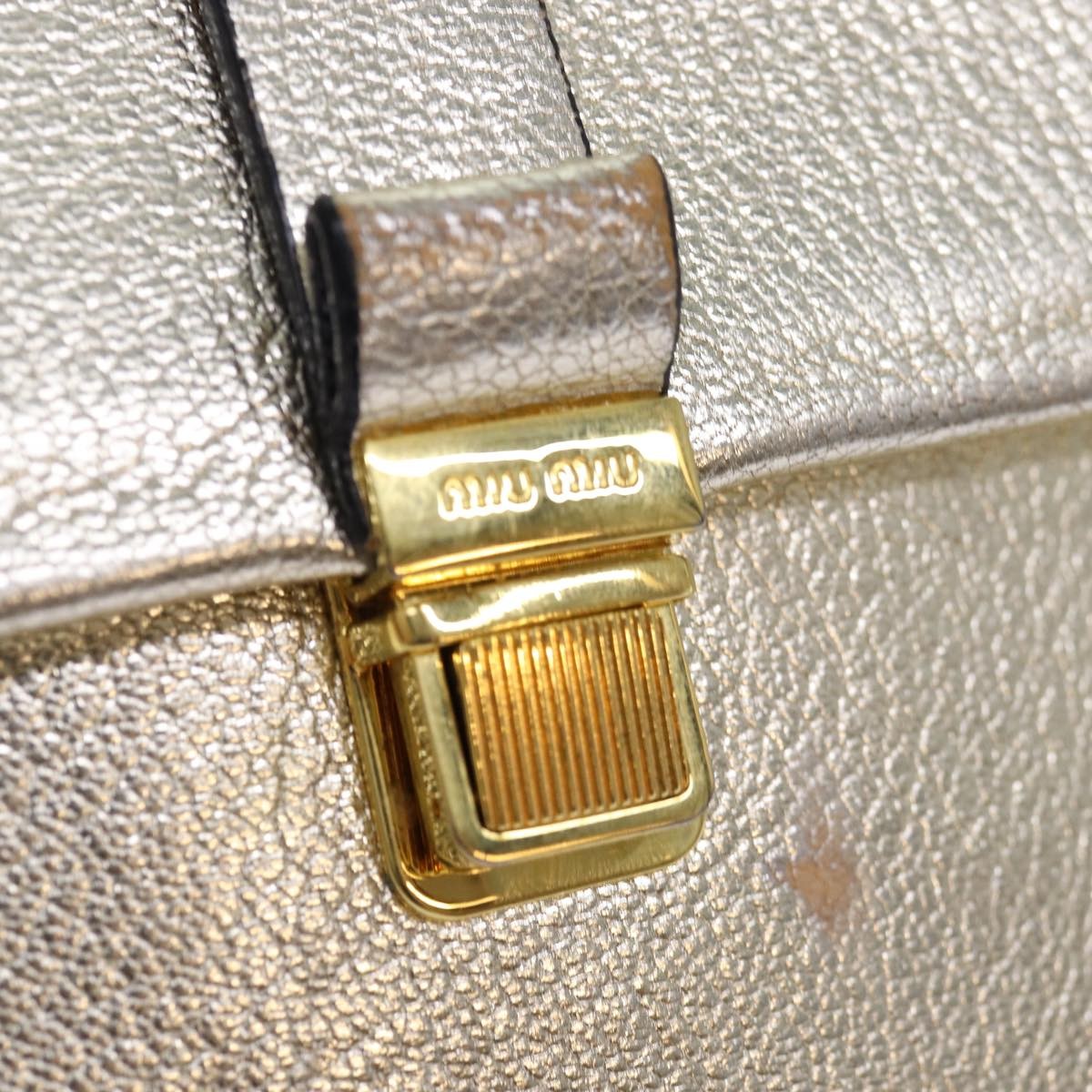 Miu Miu Madras Convertible Compartment Top Handle Bag Leather, GOLD, LEATHER, Handbag