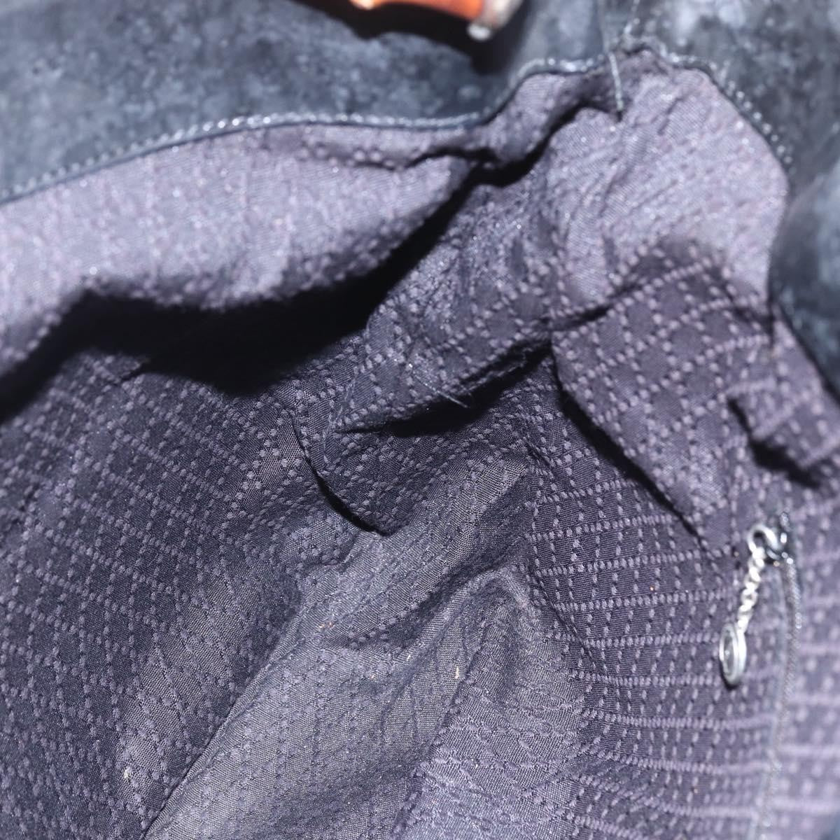 Gucci Vintage Bamboo Shoulder Bag Nylon, BLACK, NYLON, Tote bag