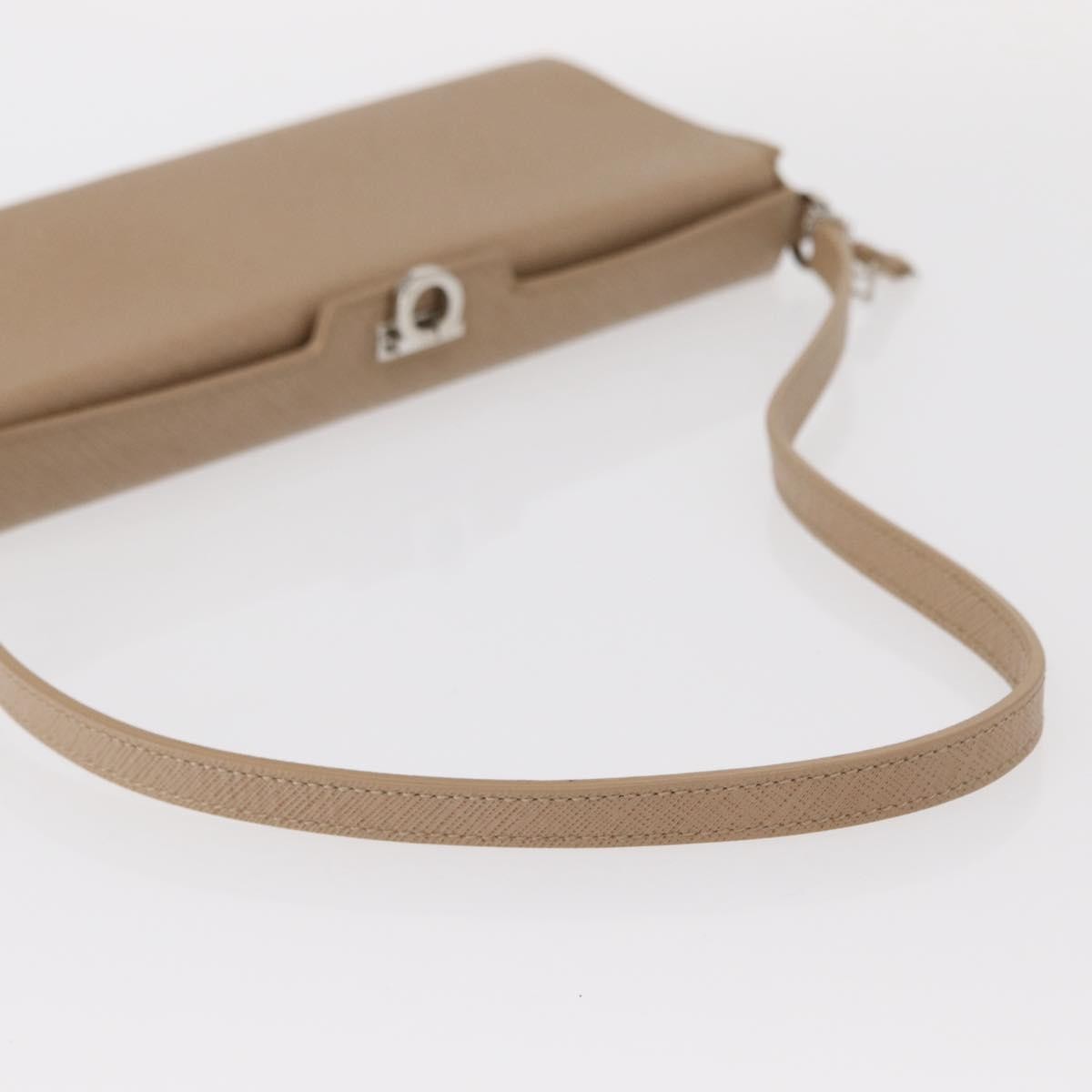 Salvatore Ferragamo Gancini Shoulder Bag Leather, BEIGE, LEATHER, Shoulder bag