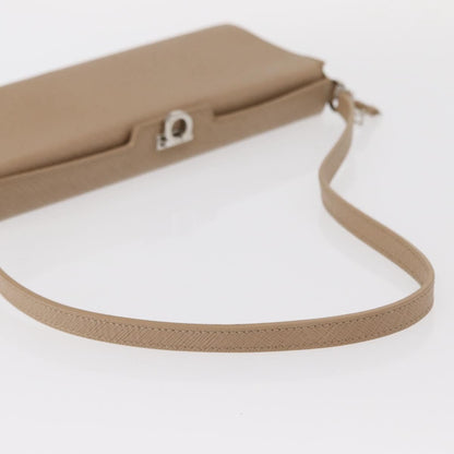 Salvatore Ferragamo Gancini Shoulder Bag Leather, BEIGE, LEATHER, Shoulder bag