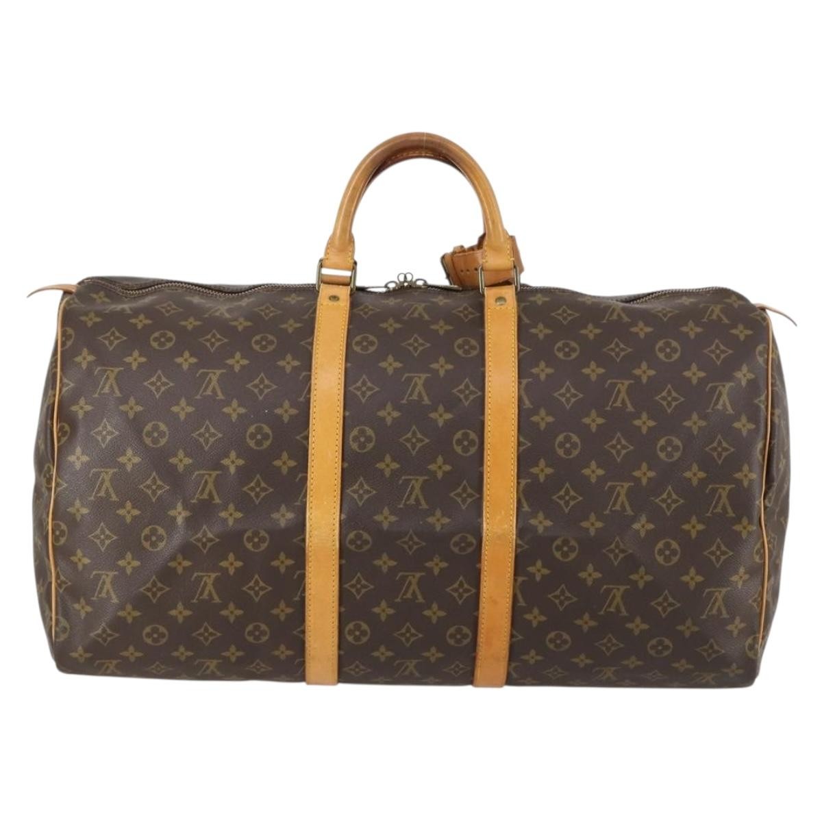 Louis Vuitton Keepall Bag Monogram Canvas, BROWN, CANVAS, Travel bag
