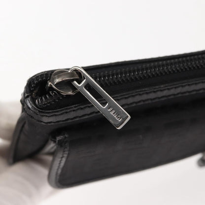 Fendi FF Logo Pouch Canvas, BLACK, CANVAS, Clutche & pouche