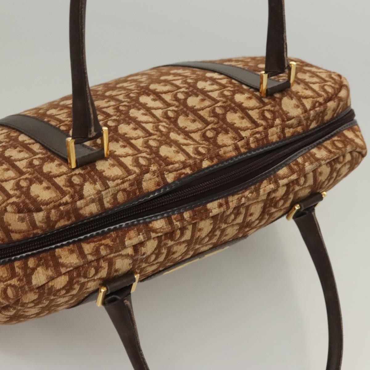 Christian Dior Vintage CD Trotter Handbag Canvas, BROWN, CANVAS, Handbag