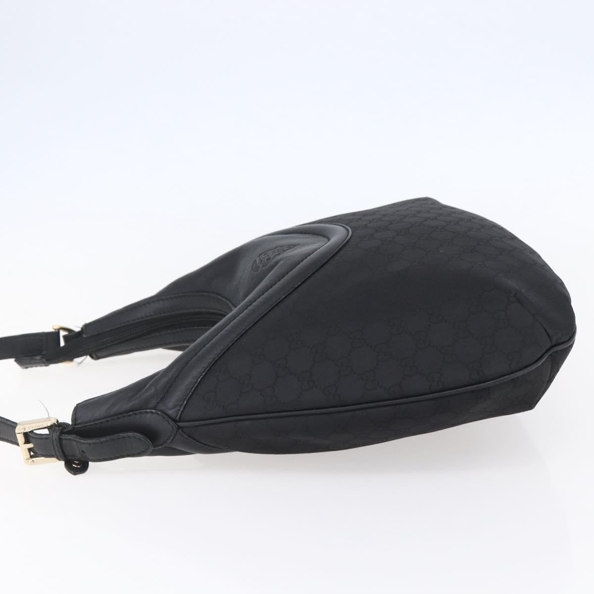 Gucci Hobo Shoulder Bag Canvas with Guccissima Leather, BLACK, CANVAS, Shoulder bag