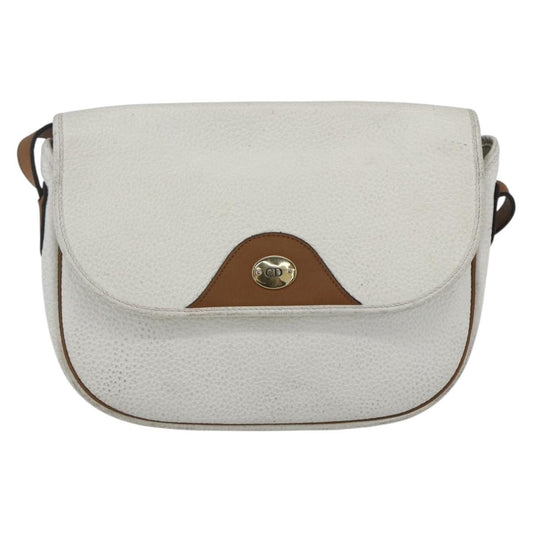 Christian Dior Vintage Shoulder Bag Leather, WHITE, LEATHER, Shoulder bag
