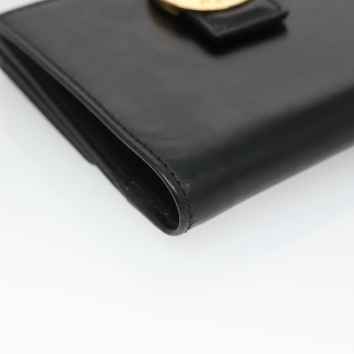 Celine Circle Logo Compact Wallet Leather, BLACK, LEATHER, Wallets