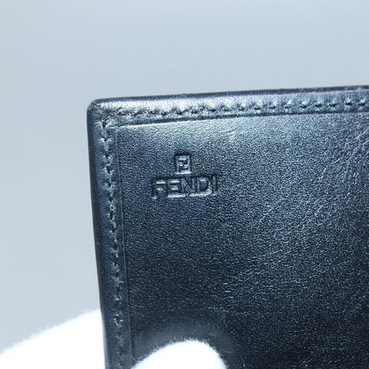 Fendi FF Flap Wallet Zucca Canvas with Embossed Leather, BLACK, CANVAS, Wallets