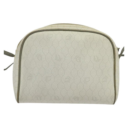 Christian Dior Vintage Honeycomb Zip Pouch Coated Canvas, WHITE, LEATHER, Clutche & pouche