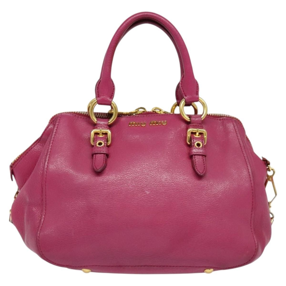 Miu Miu Madras Bowler Bag Leather, PINK, LEATHER, Handbag