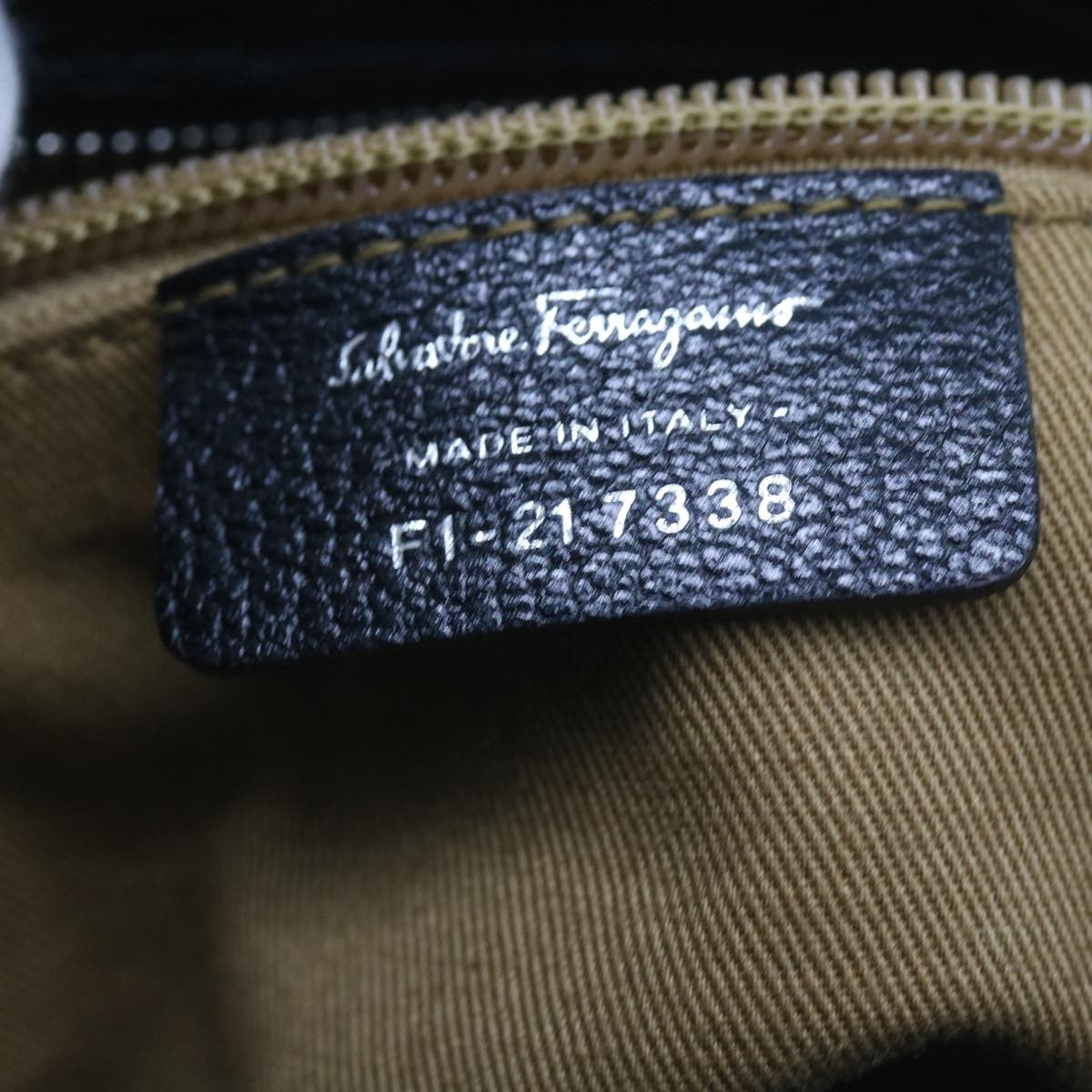 Salvatore Ferragamo Gancini handbag Leather, BLACK, LEATHER, Handbag