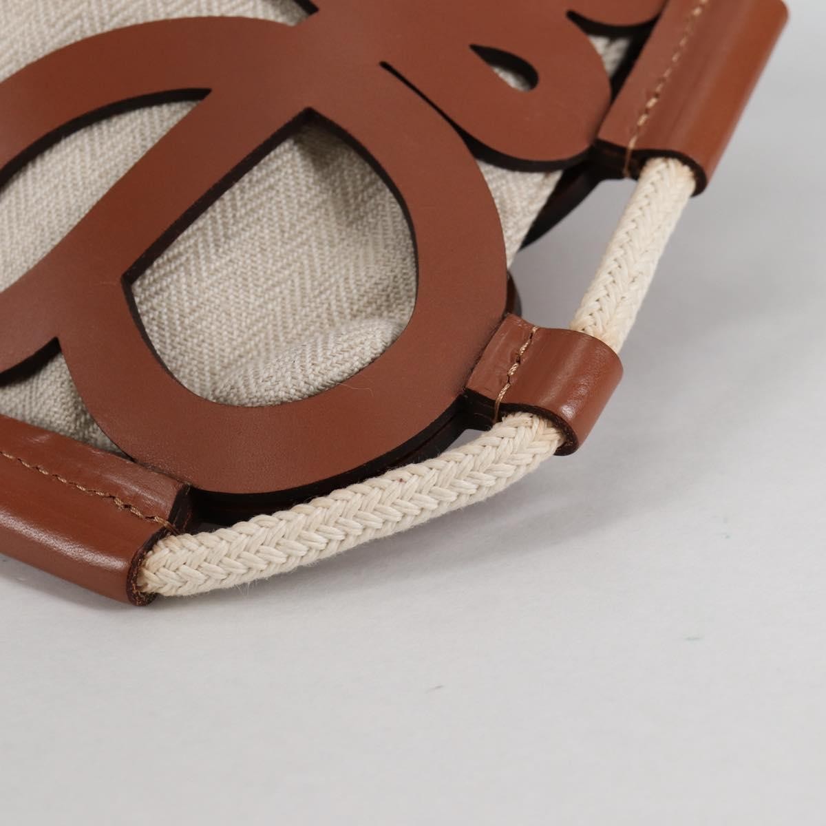 Loewe Anagram Drawstring Bucket Crossbody Bag Leather with Canvas, BEIGE, LEATHER, Crossbody bag