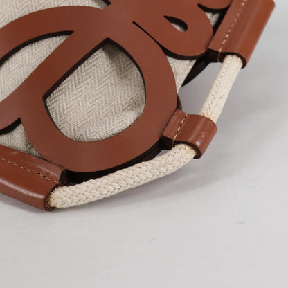 Loewe Anagram Drawstring Bucket Crossbody Bag Leather with Canvas, BEIGE, LEATHER, Crossbody bag