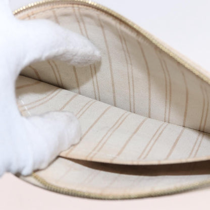 Louis Vuitton Neverfull Pochette Damier, WHITE, CANVAS, Clutche & pouche