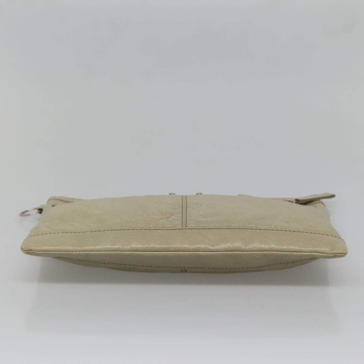 Balenciaga Classic City Clip Pouch Leather, BEIGE, LEATHER, Clutche & pouche