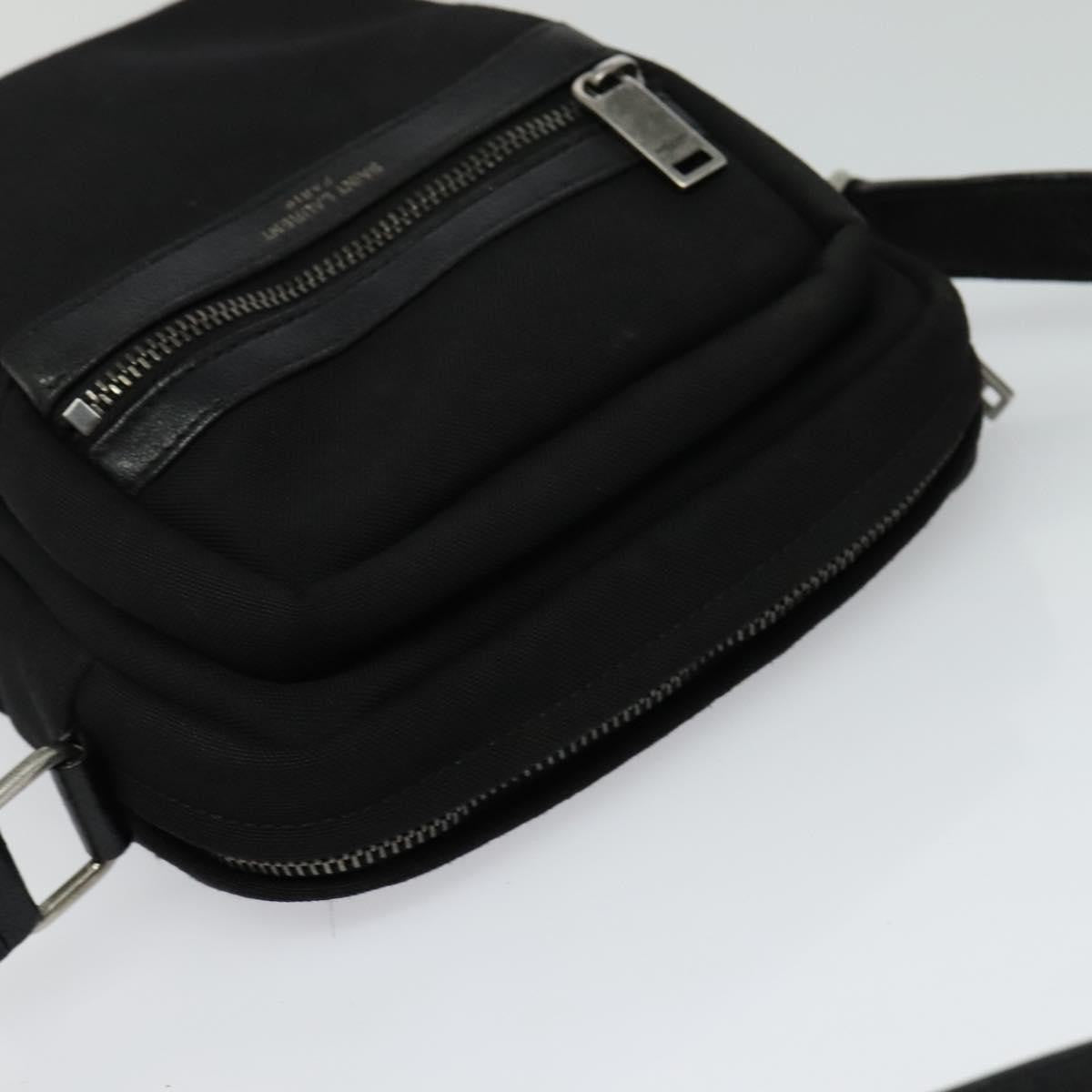 Saint Laurent Front Pocket Crossbody Bag Canvas, BLACK, CANVAS, Shoulder bag