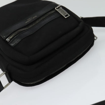 Saint Laurent Front Pocket Crossbody Bag Canvas, BLACK, CANVAS, Shoulder bag