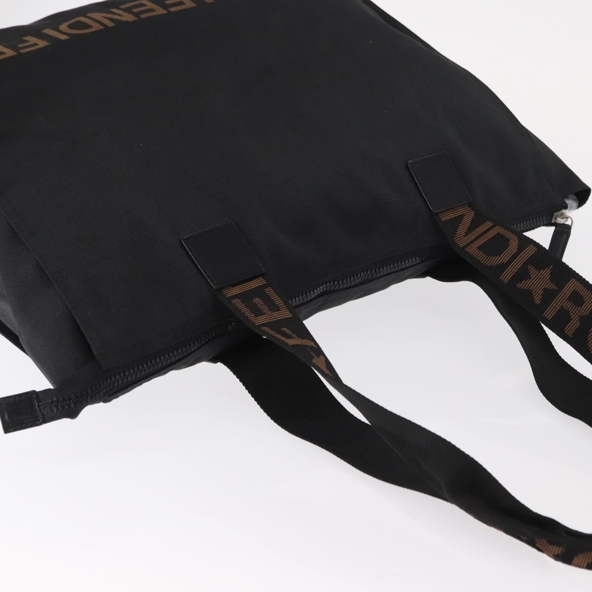 Fendi Vintage Convertible Logo Weekender Nylon, BLACK, NYLON, Tote bag