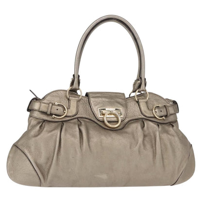 Salvatore Ferragamo Gancini Tote Leather, GOLD, LEATHER, Tote bag