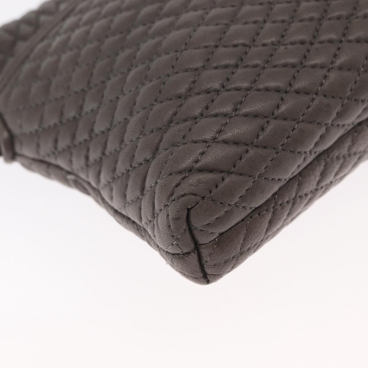 Bally Vintage Chain Shoulder Bag Quilted Leather, GRAY, LEATHER, Shoulder bag