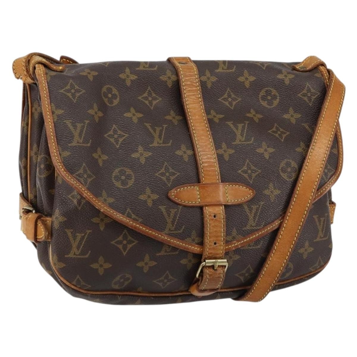 Louis Vuitton Saumur Handbag Monogram Canvas, BROWN, CANVAS, Shoulder bag