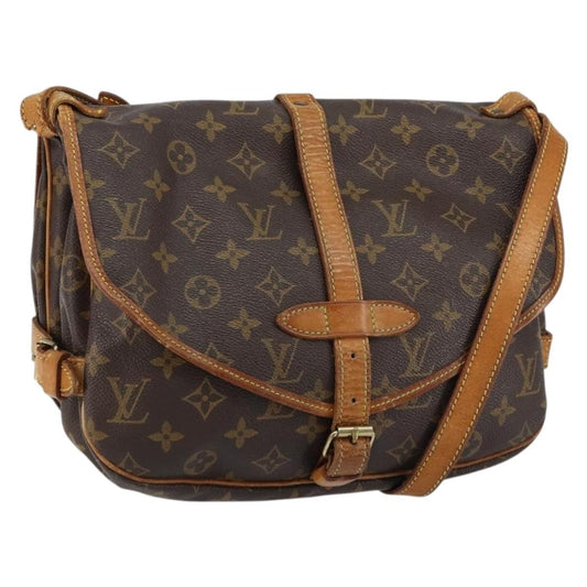 Louis Vuitton Saumur Handbag Monogram Canvas, BROWN, CANVAS, Shoulder bag