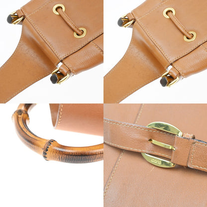 Gucci Vintage Bamboo Sling Backpack Leather, Brown, Leather, Backpack