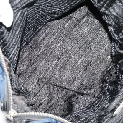 Prada Chain Shoulder Bag Quilted Tessuto, NAVY, NYLON, Shoulder bag