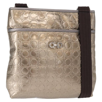 Salvatore Ferragamo Gancini Shoulder Bag Patent Leather, GOLD, PATENT_LEATHER, Shoulder bag