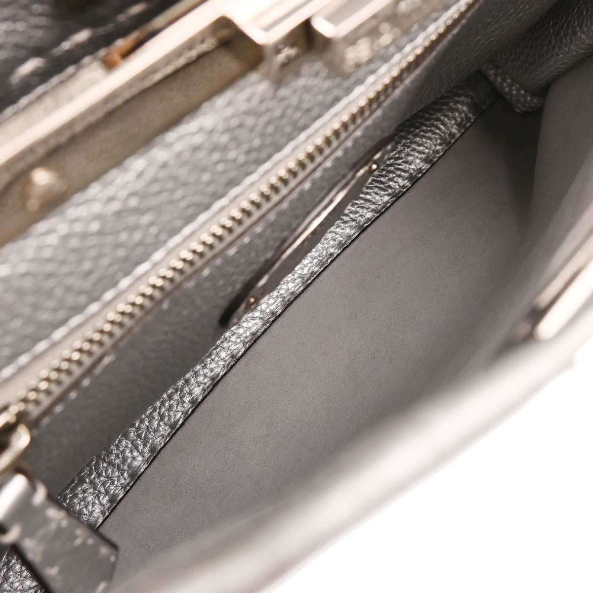 Fendi Peekaboo Bag Leather, SILVER, LEATHER, Handbag
