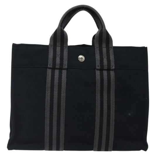 Hermes Fourre Tout Tote Canvas, BLACK, CANVAS, Tote bag