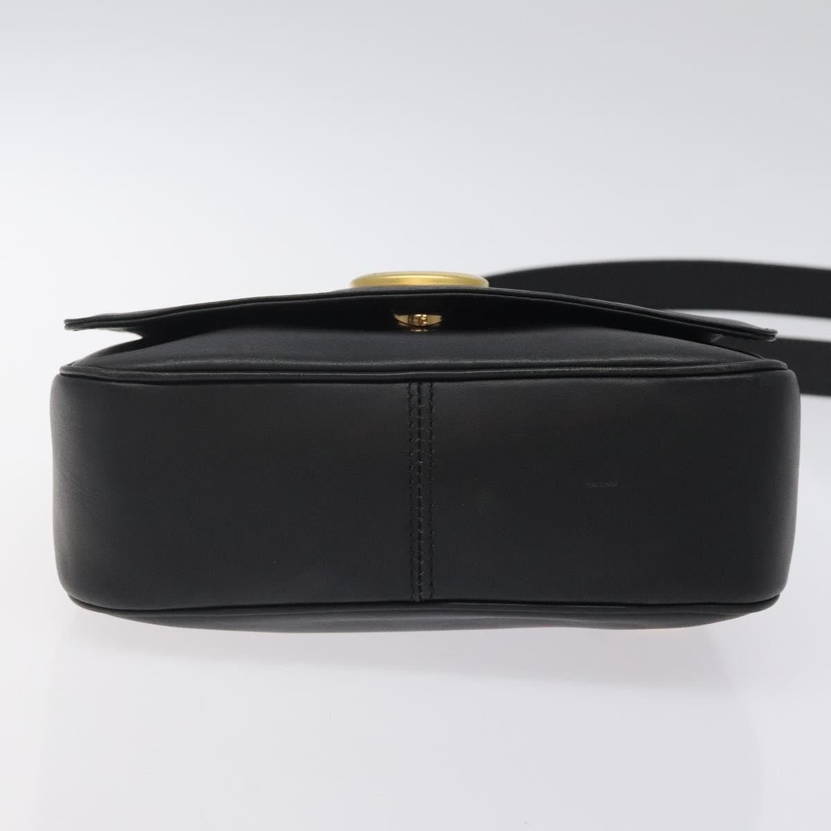 Celine Vintage Circle Logo Crossbody Bag Leather, BLACK, LEATHER, Shoulder bag