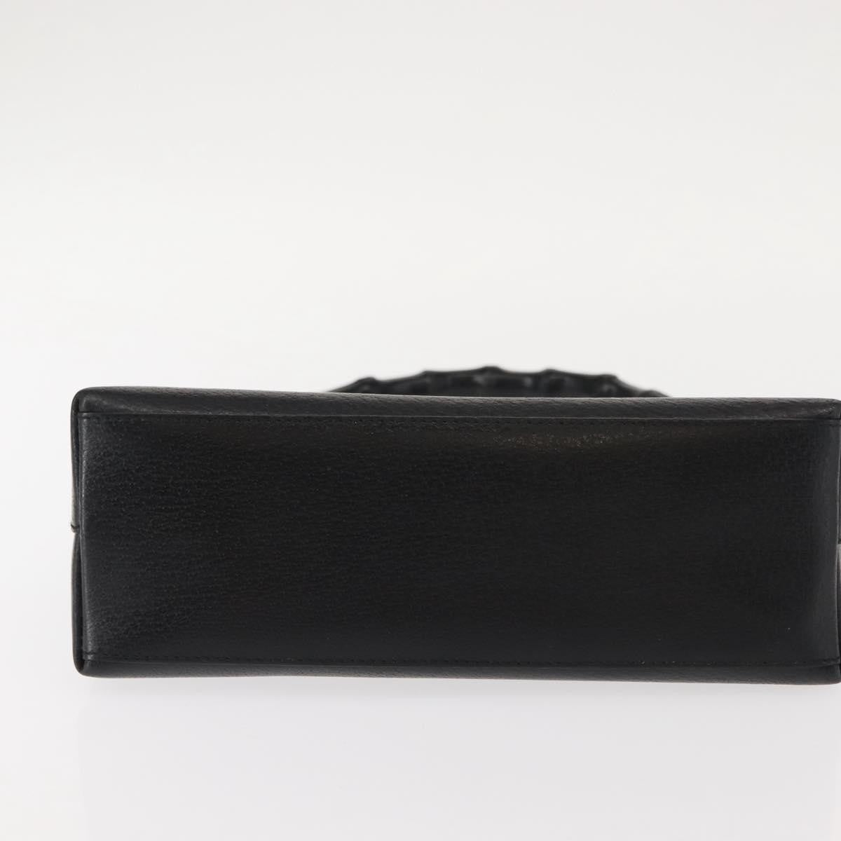 Gucci Vintage Bamboo Handle Bag Leather, BLACK, LEATHER, Handbag