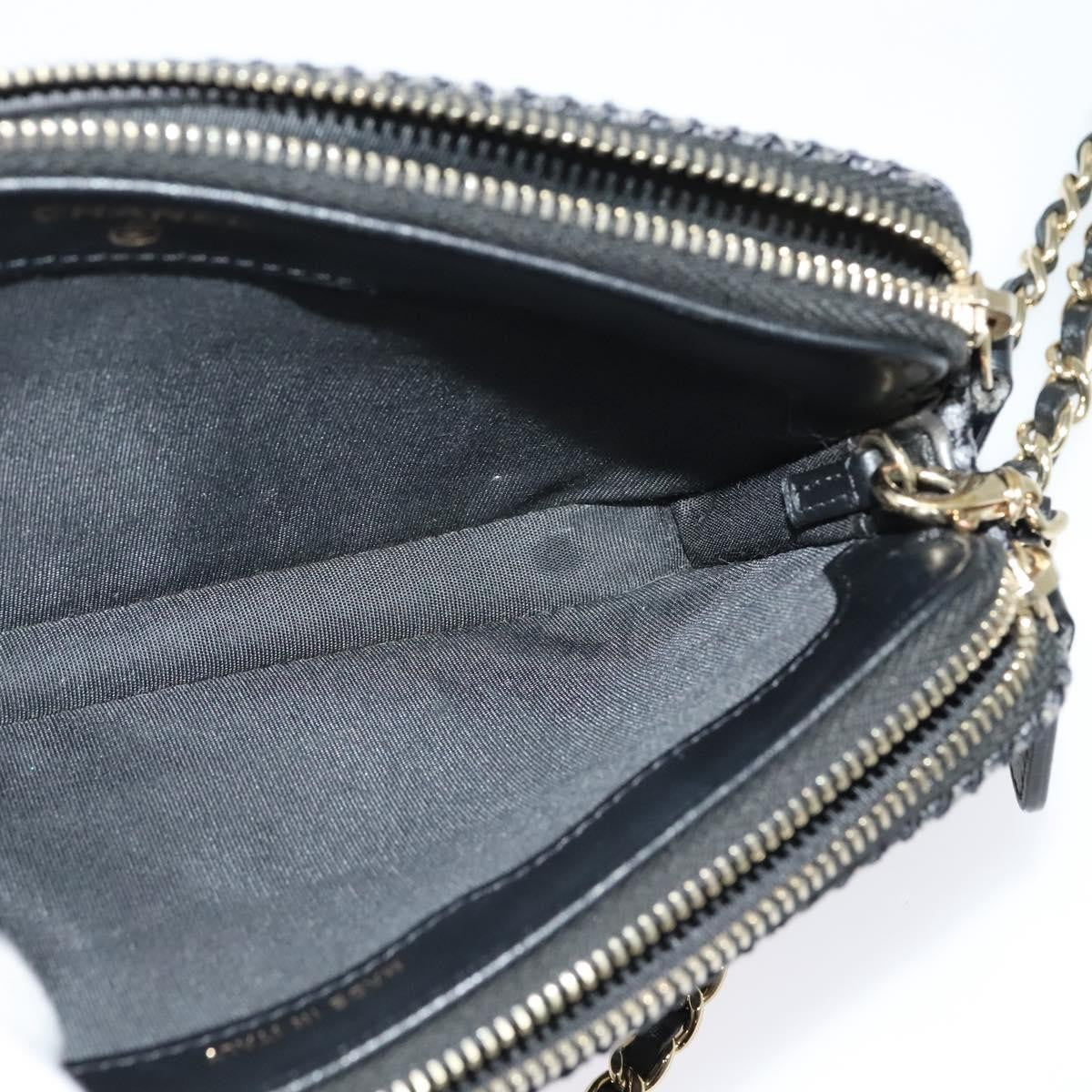 Chanel Deauville Chain wallet Raffia, NAVY, WICKER, Wallets