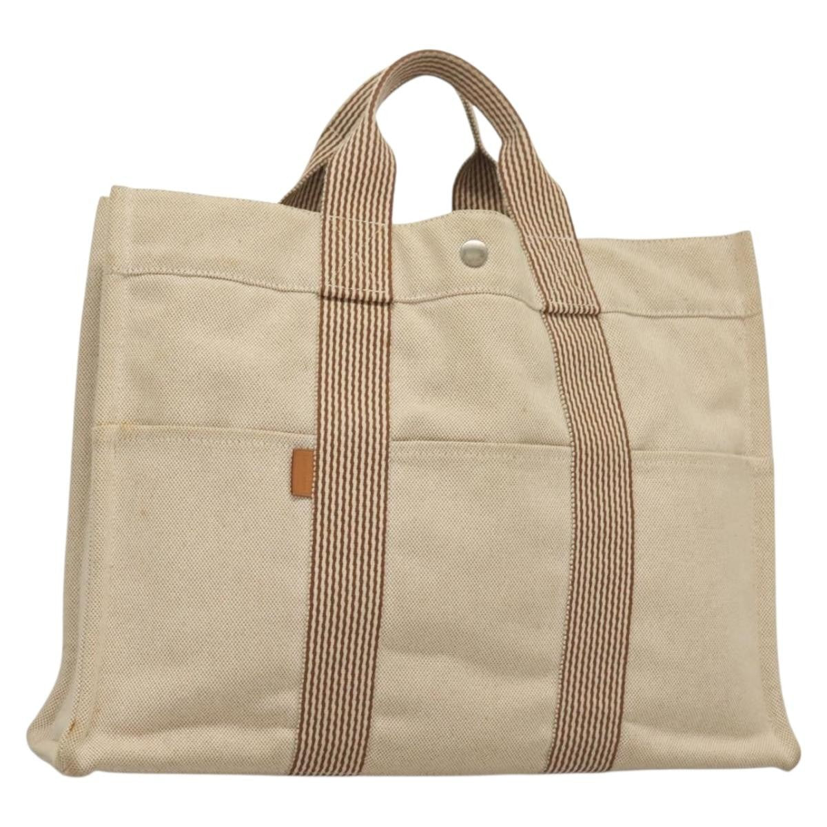 Hermes Fourre Tout Tote Toile, BEIGE, CANVAS, Tote bag