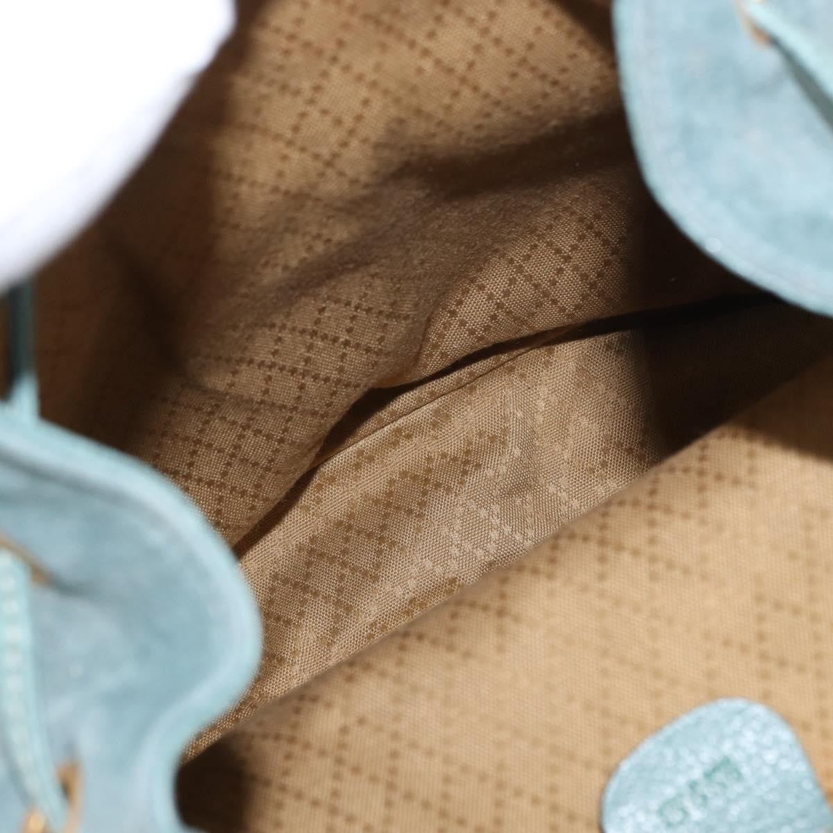 Gucci Vintage Bamboo Backpack Suede, TURQUOISE, SUEDE, Backpack